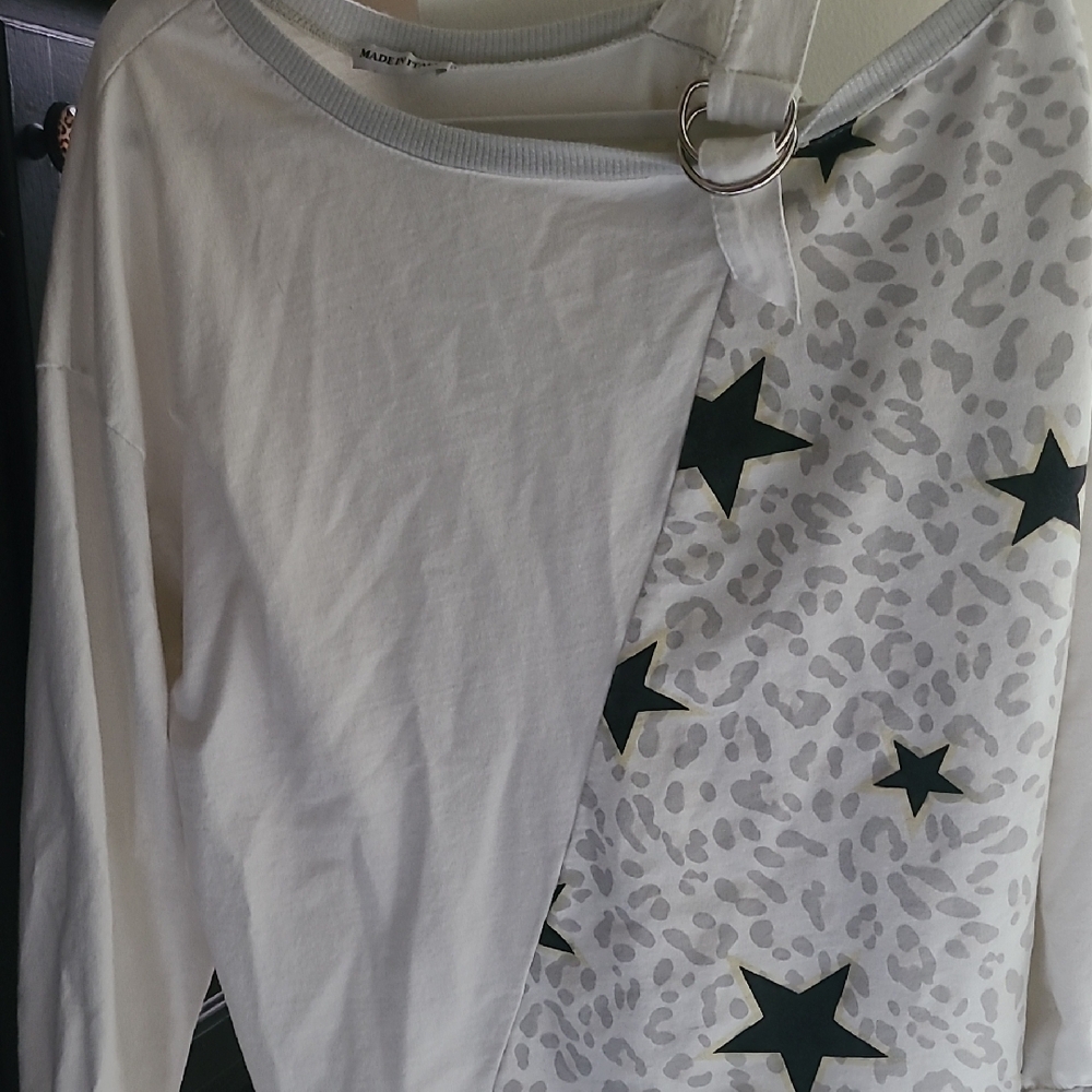 White and Gray Star Print Women's Jersey